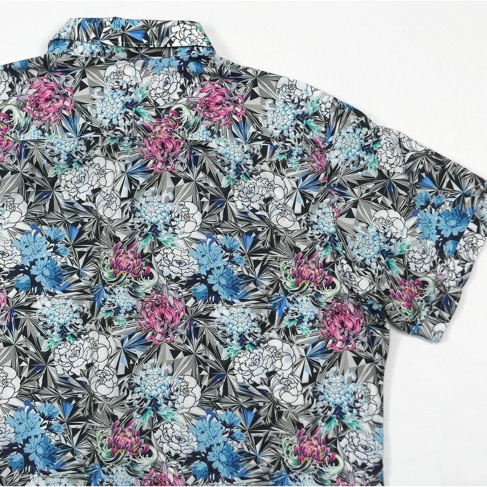 Robert Graham Mens L Crystal Prism Floral Geometric Button Down‎ S/S Shirt AOP - Picture 4 of 10